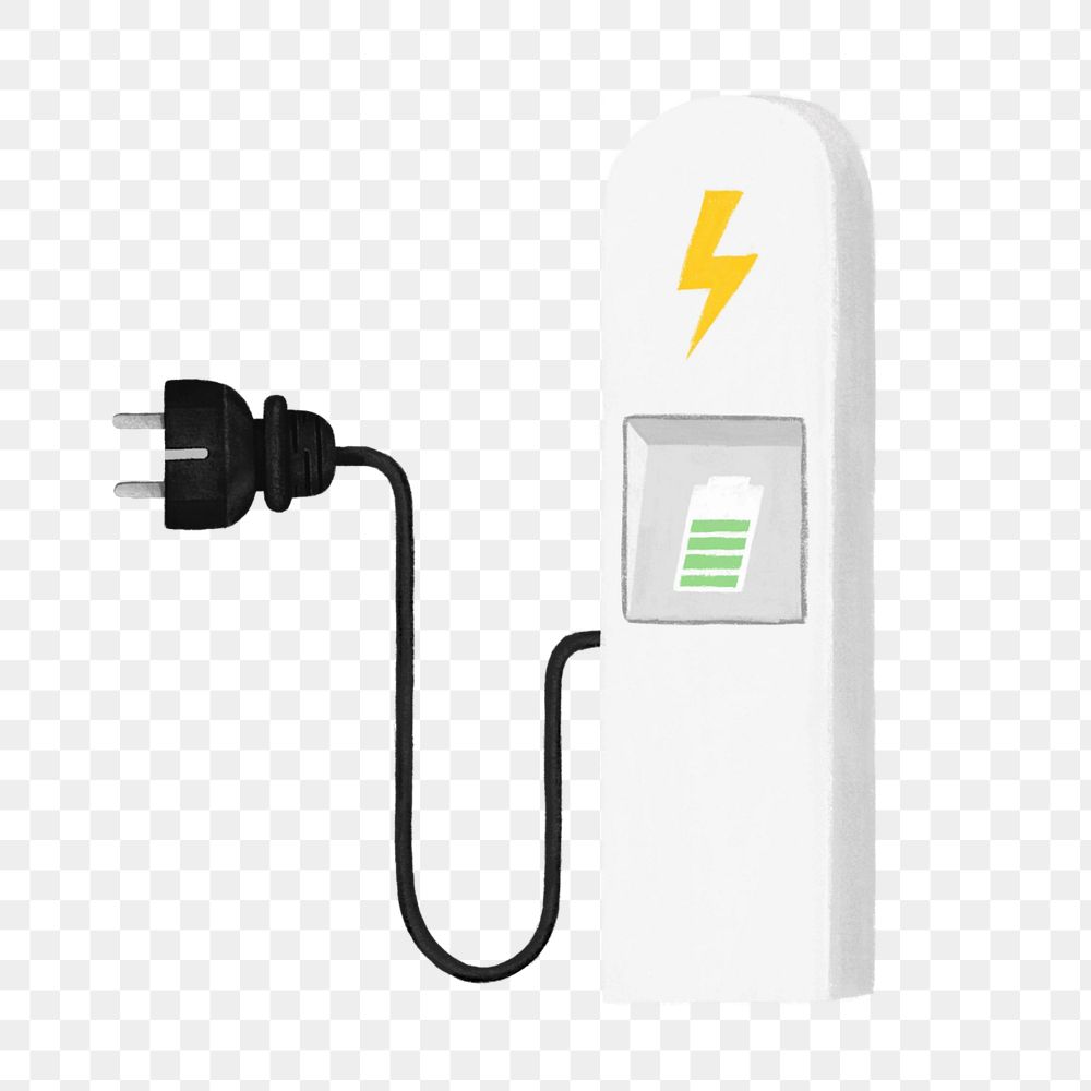 Electric charging png element, environment illustration, editable design