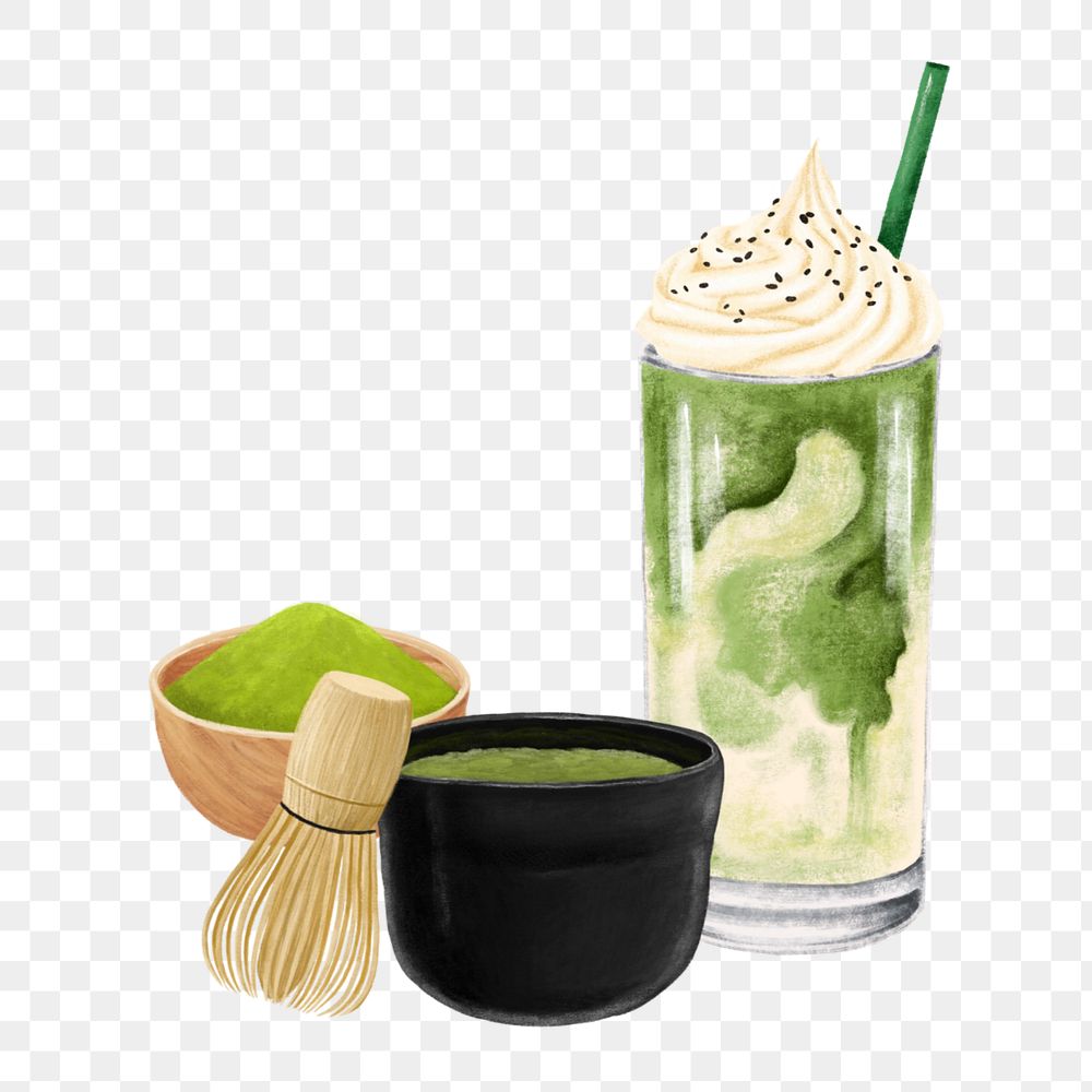 Matcha tea png element, Japanese drinks, editable design