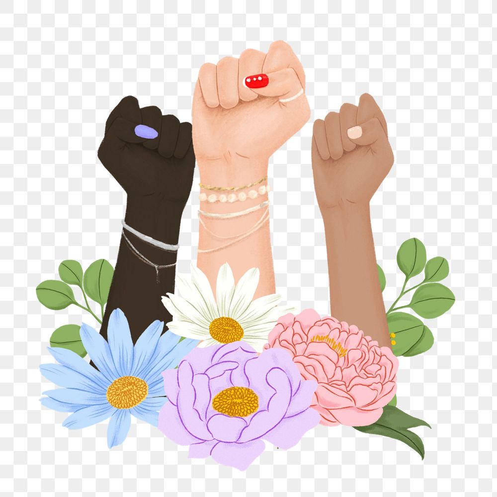 Women's rights png element, diversity illustration, editable design