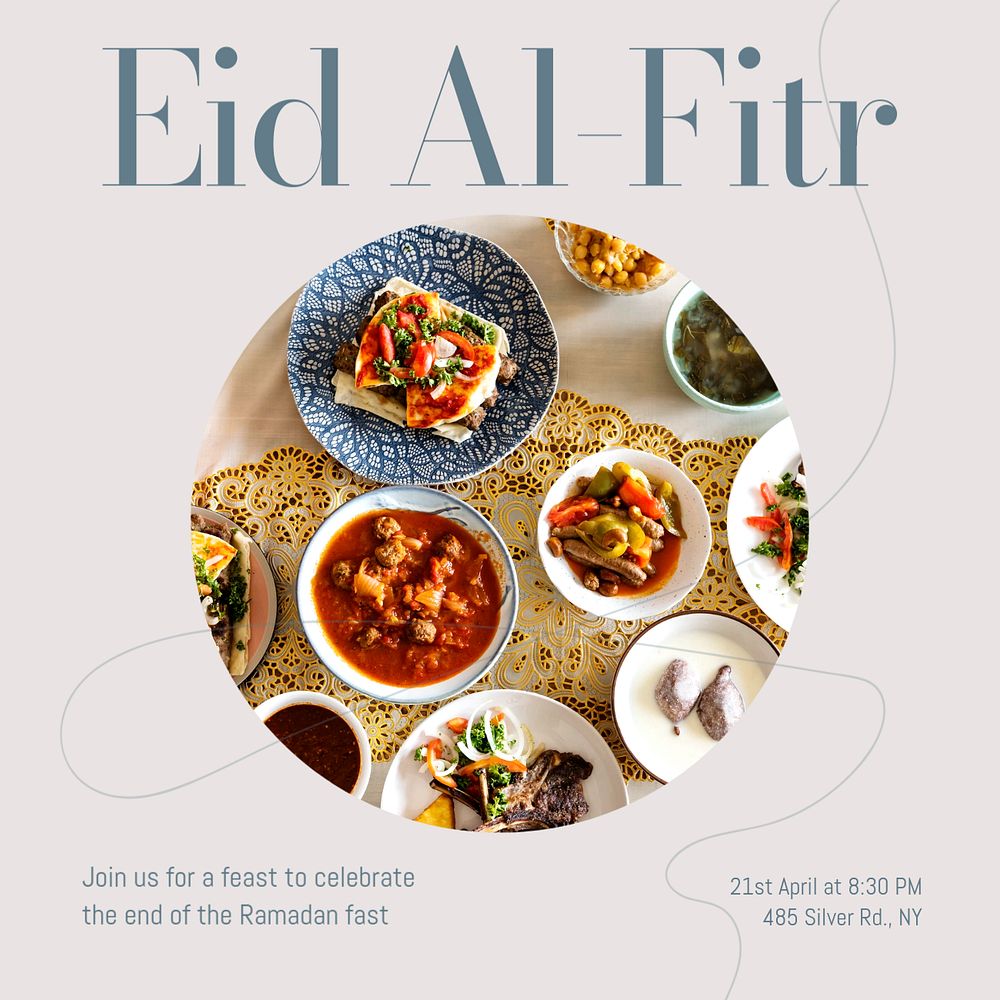 Eid al-Fitr Instagram post template, editable text