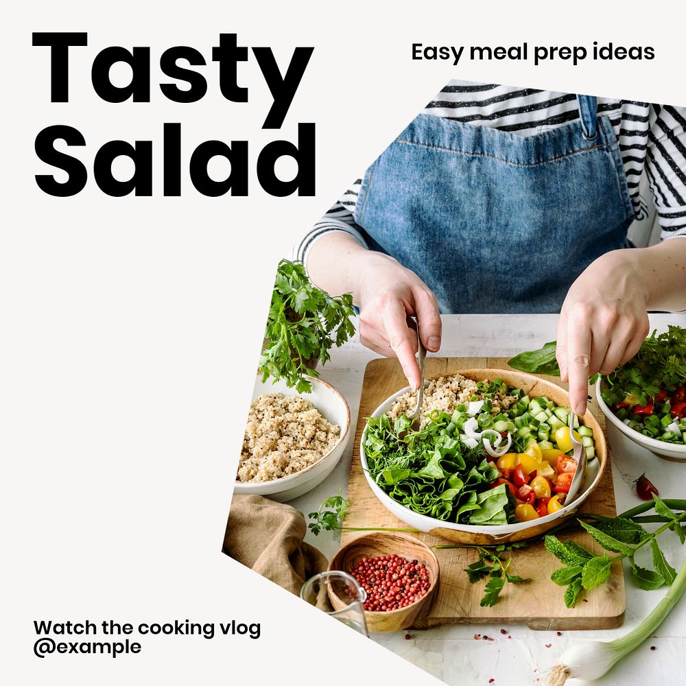 Salad prep Instagram post template, editable text