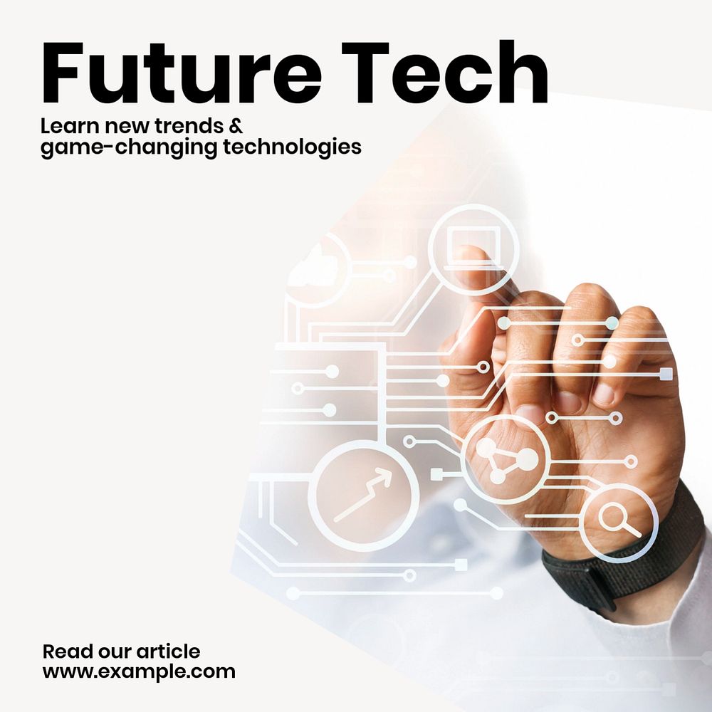 Future technology Instagram post template, editable text