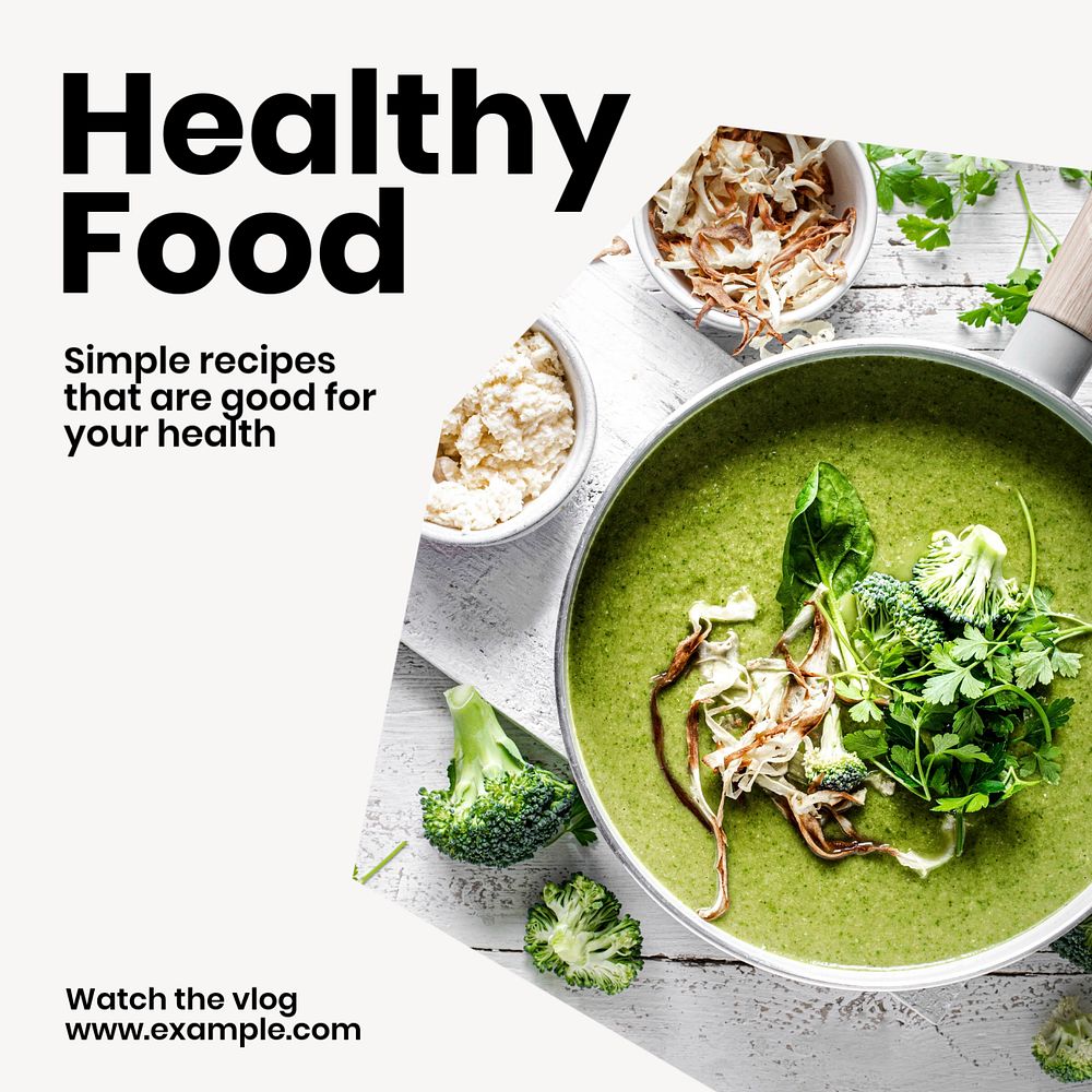 Healthy food Instagram post template, editable text