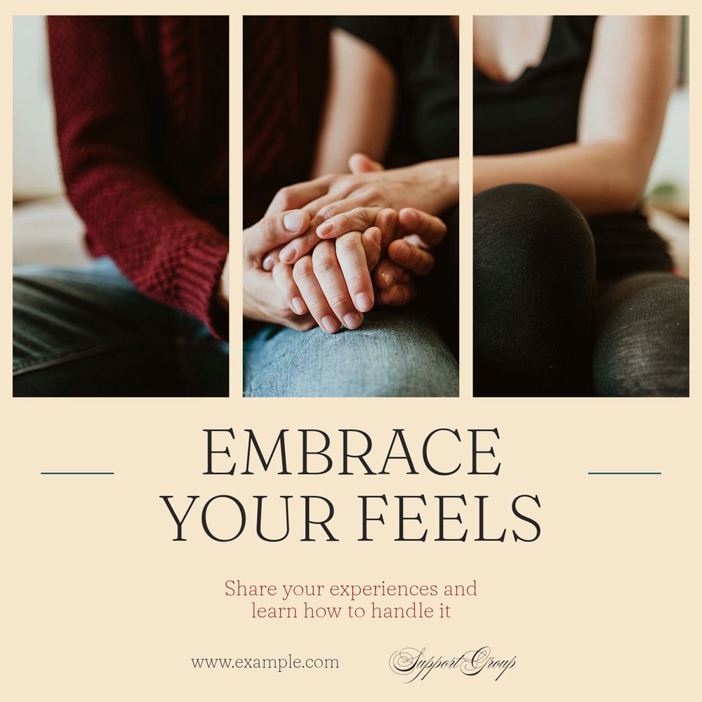 Embrace your feels Instagram post template, editable text