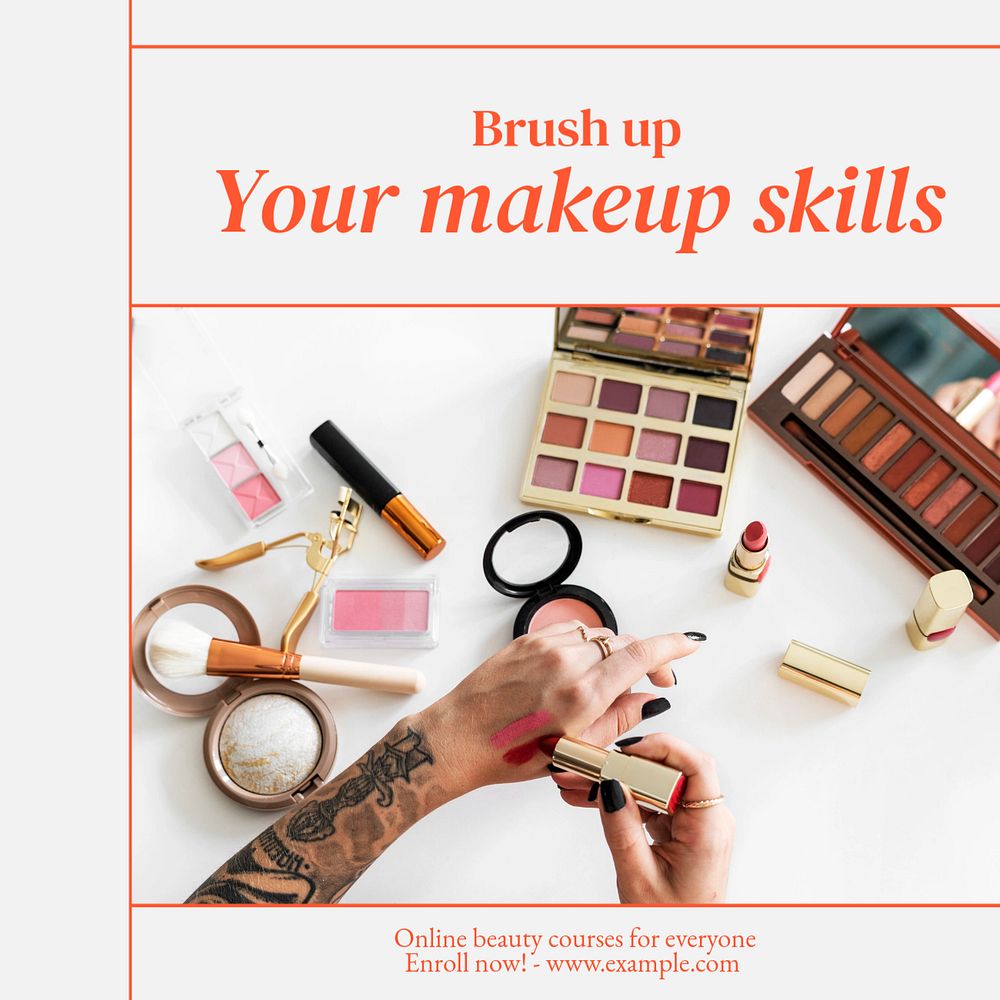 Makeup class Instagram post template, editable text