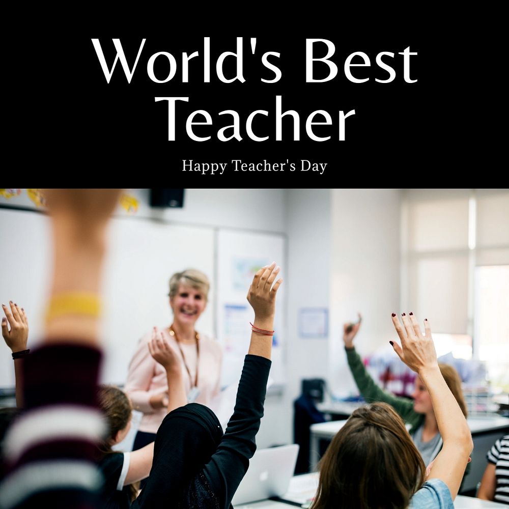 Teacher's day Instagram post template, editable text