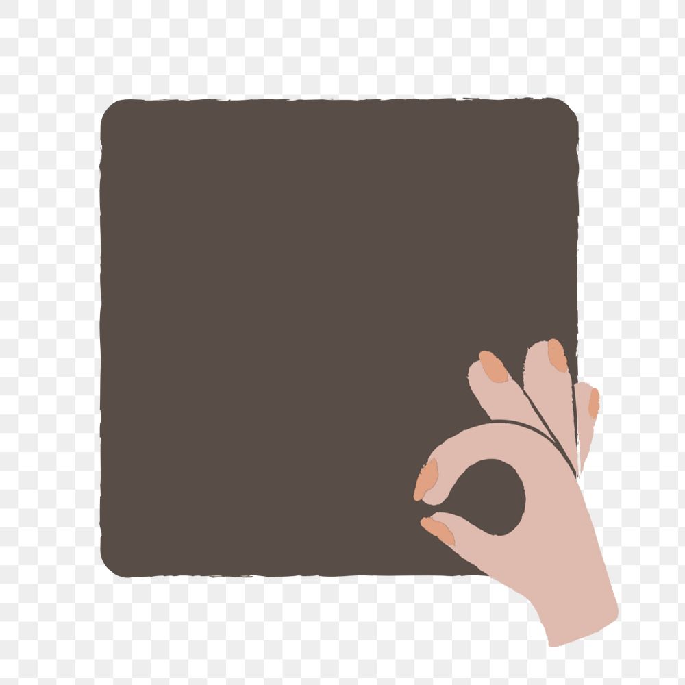 ok sign gesture frame, squared brown box  editable design