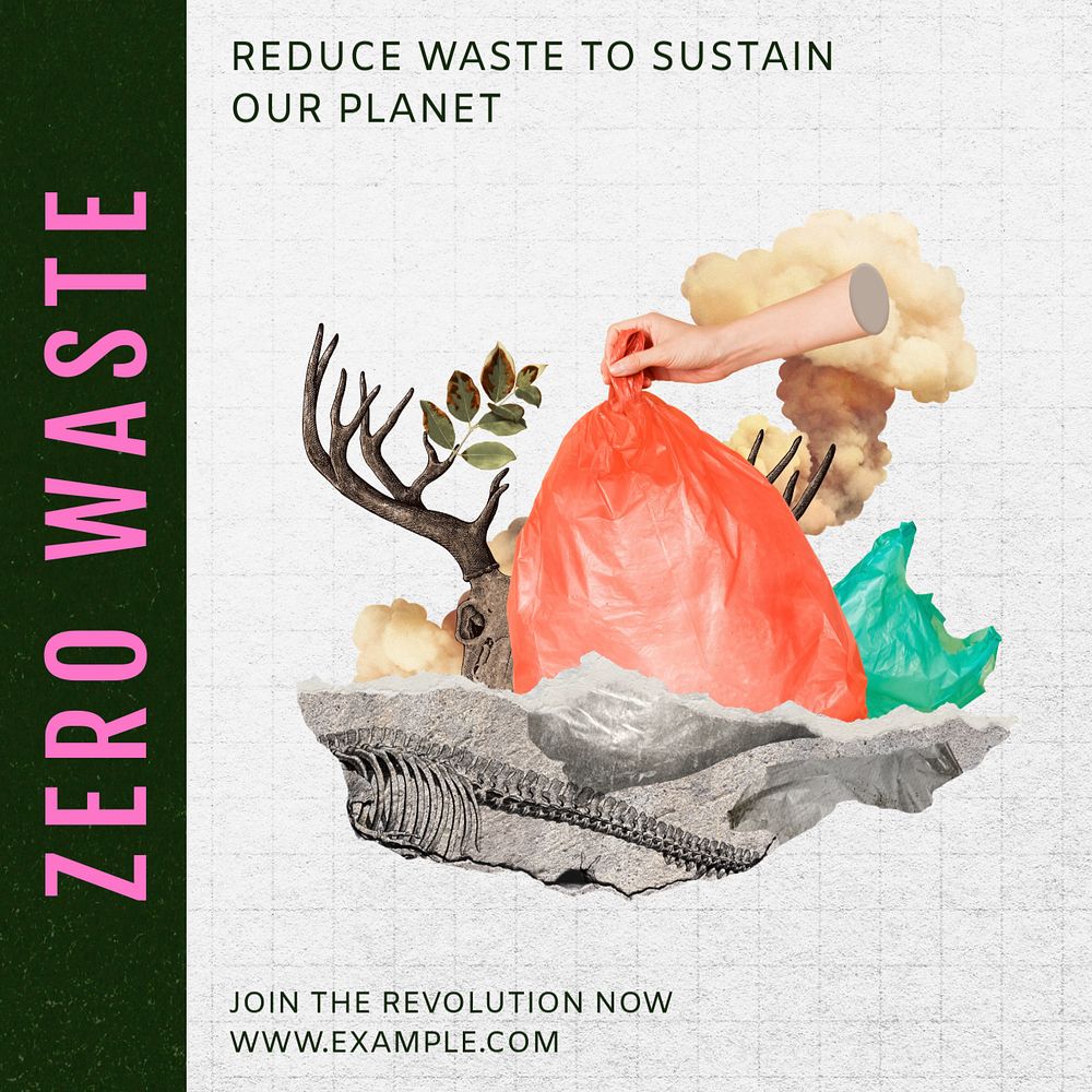 Zero waste Instagram post template, editable text