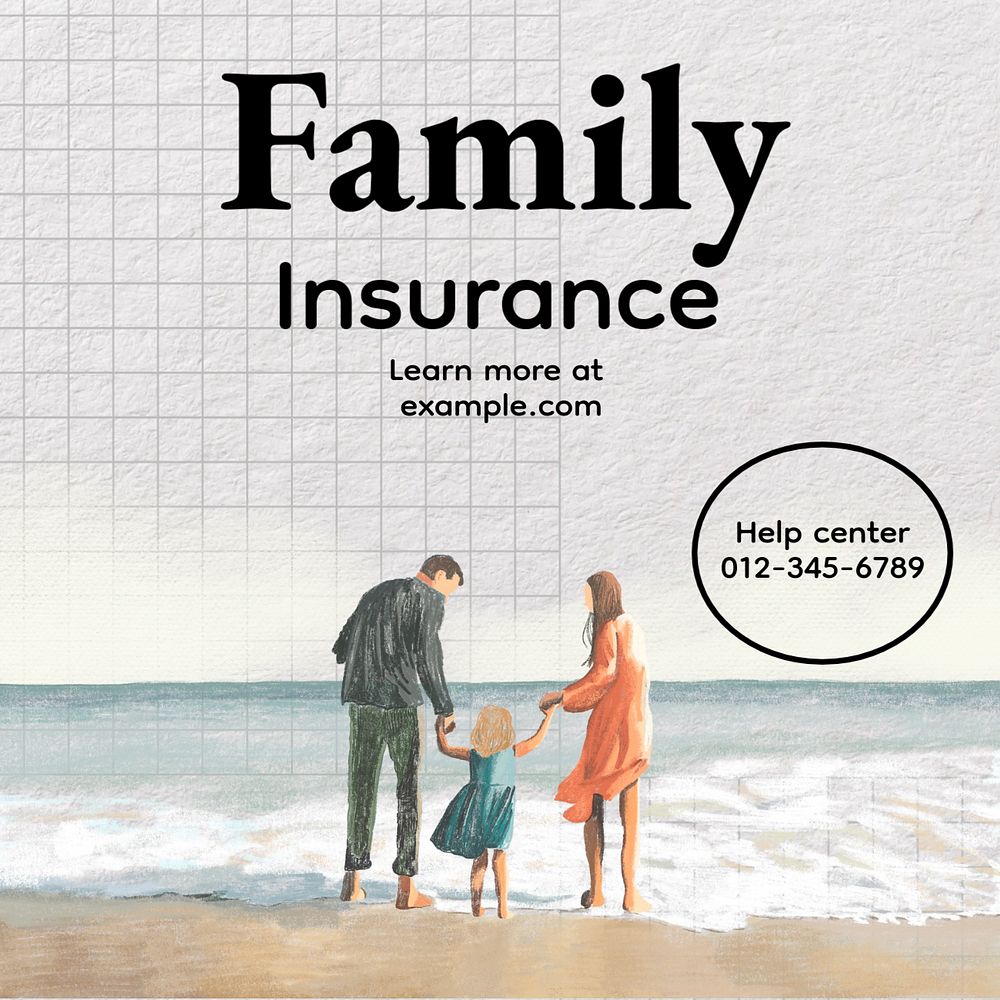 Family insurance Instagram post template, editable text