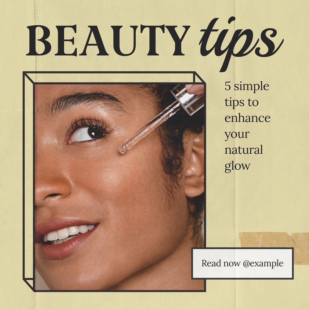 Beauty tips Instagram post template, editable text