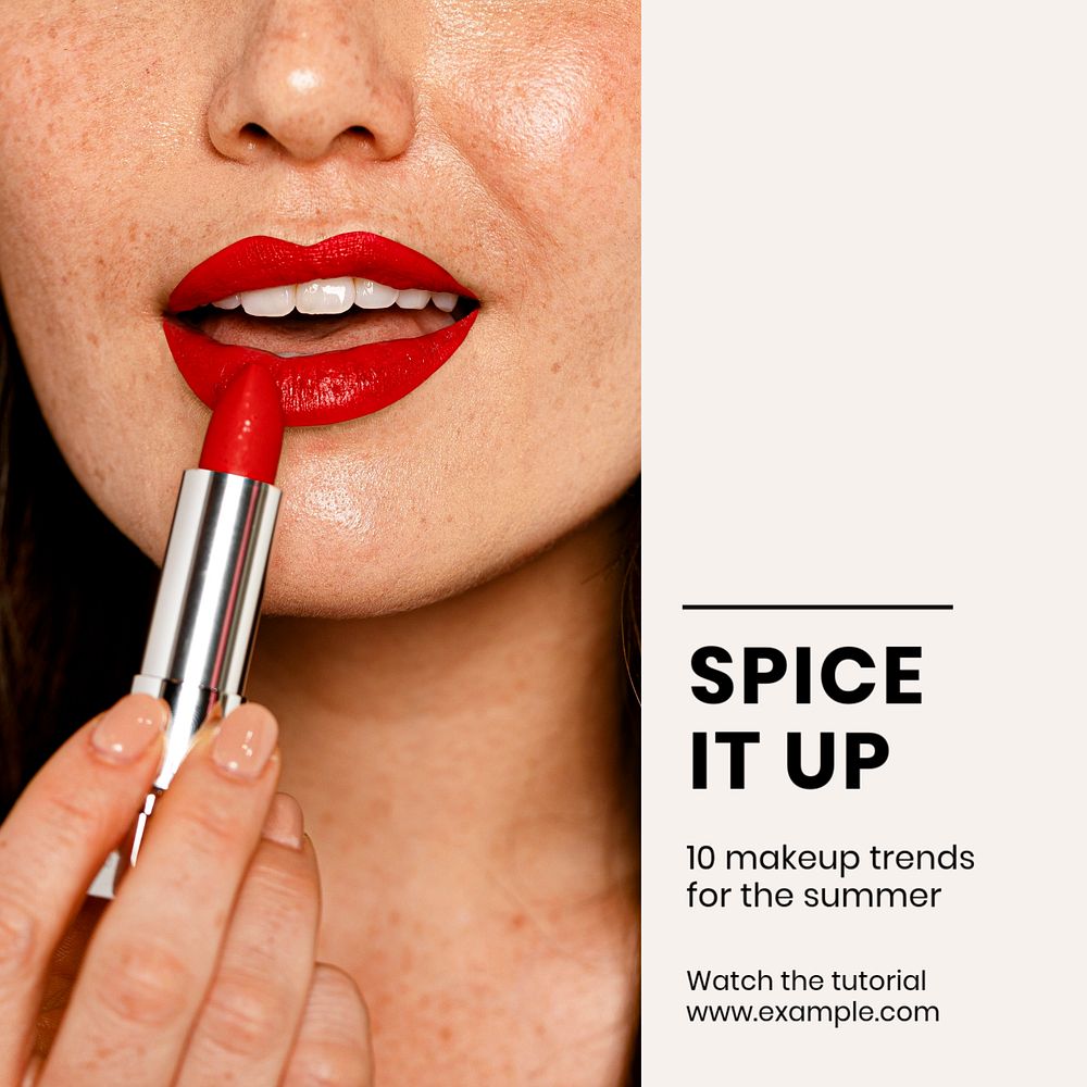 Spice it up makeup Instagram post template, editable text