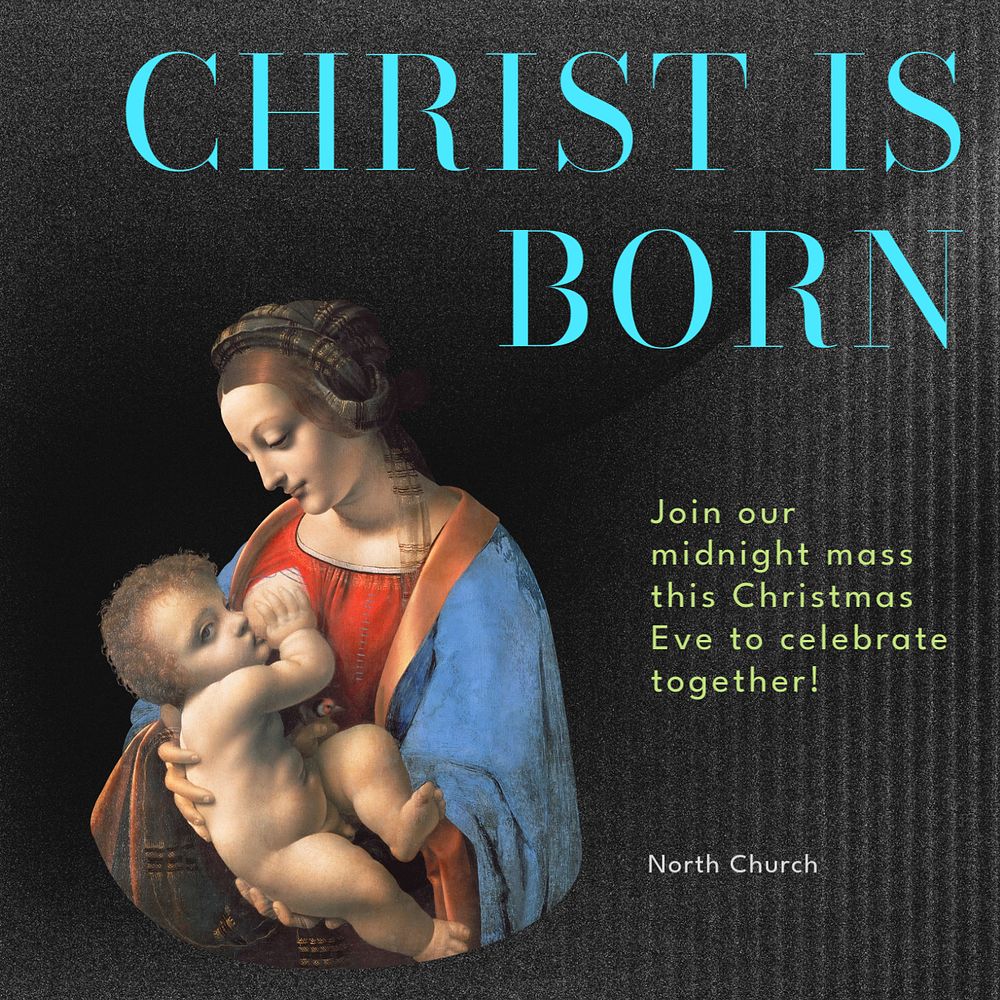 Christmas Eve mass post template, editable social media design