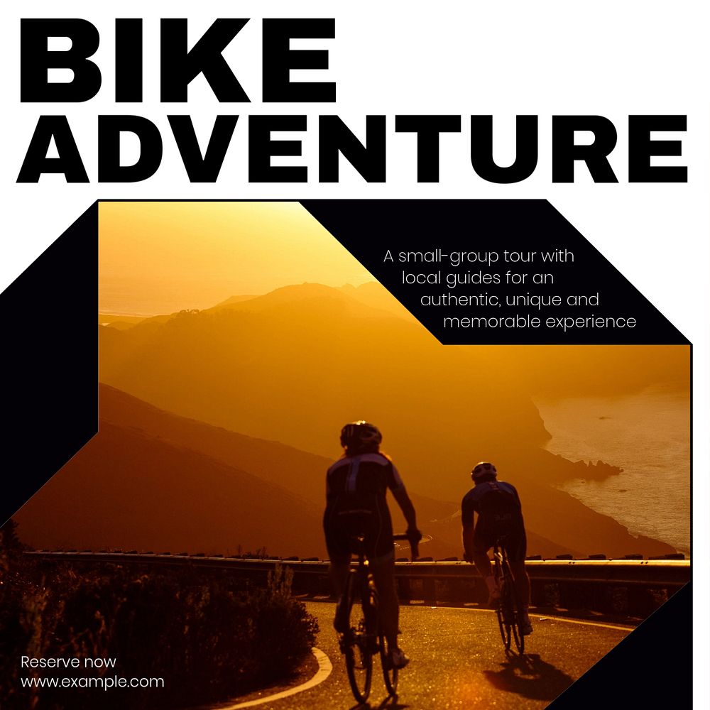 Bike adventure Instagram post template, editable text