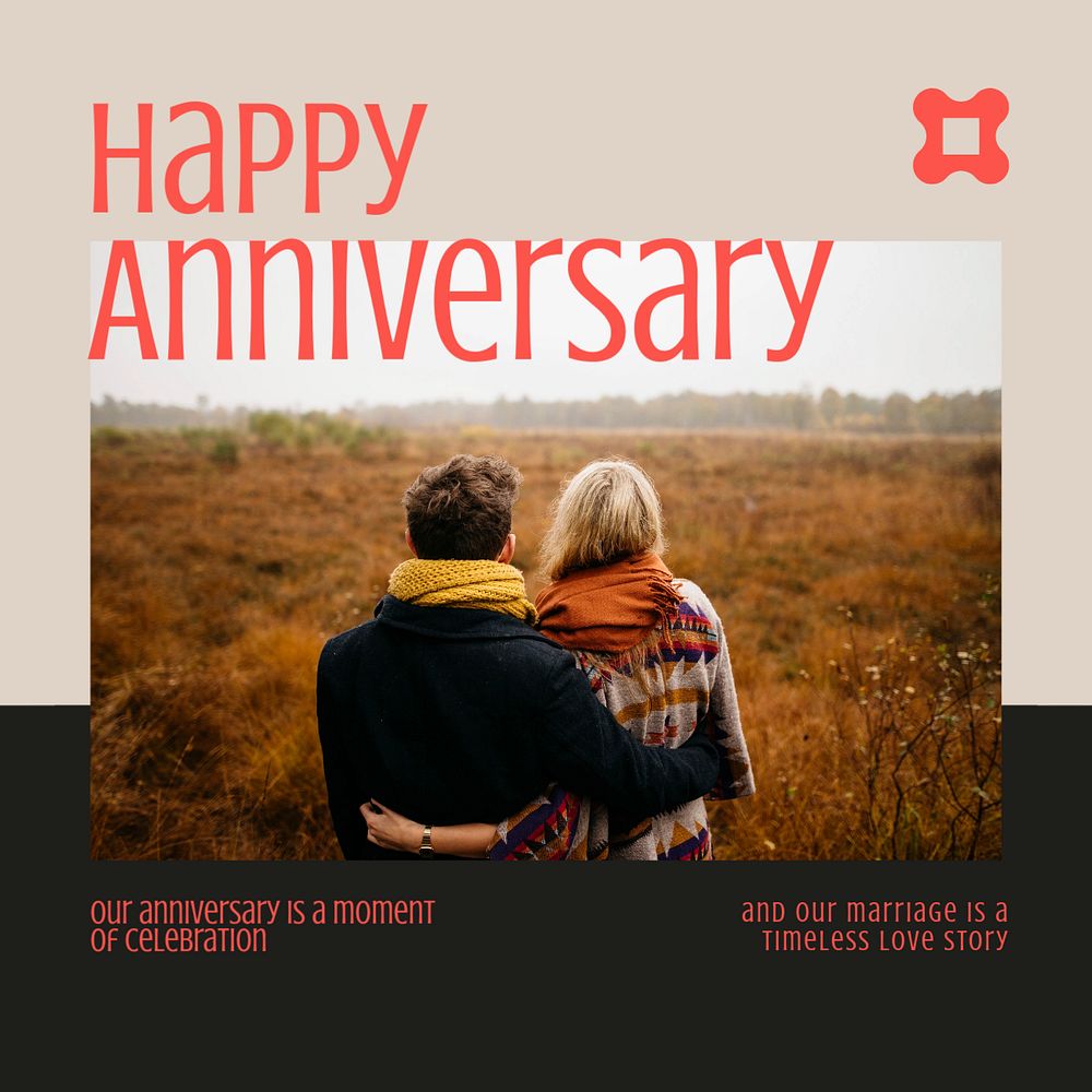 Happy Anniversary Instagram post template, editable text