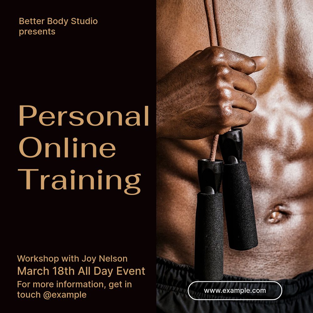 Online training Instagram post template, editable text