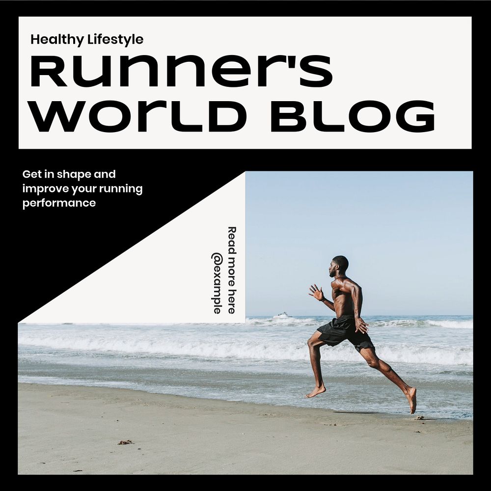 Runner's world Instagram post template, editable text