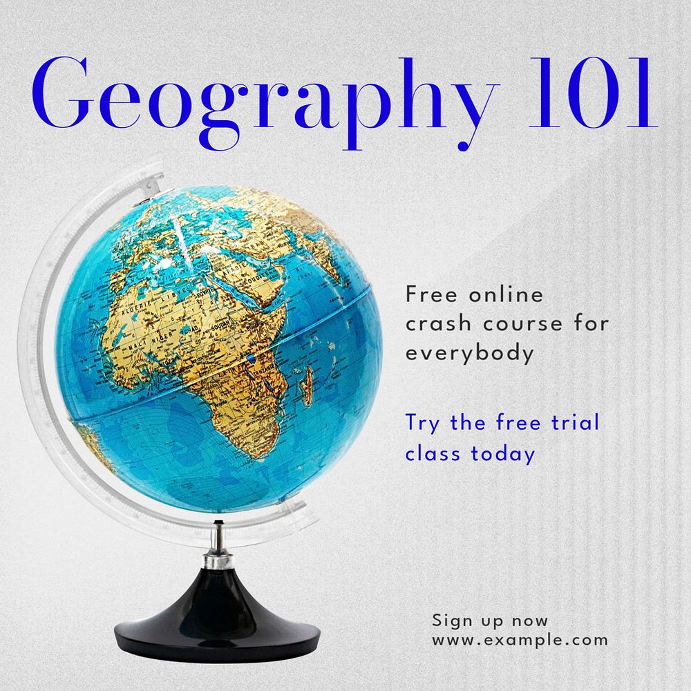 Geography course Facebook post template, editable design