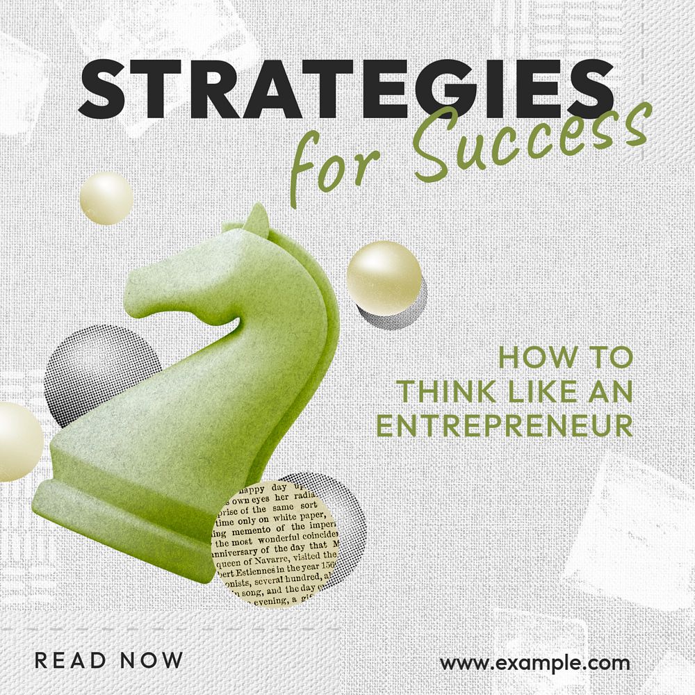 Strategies for success post template, editable social media design