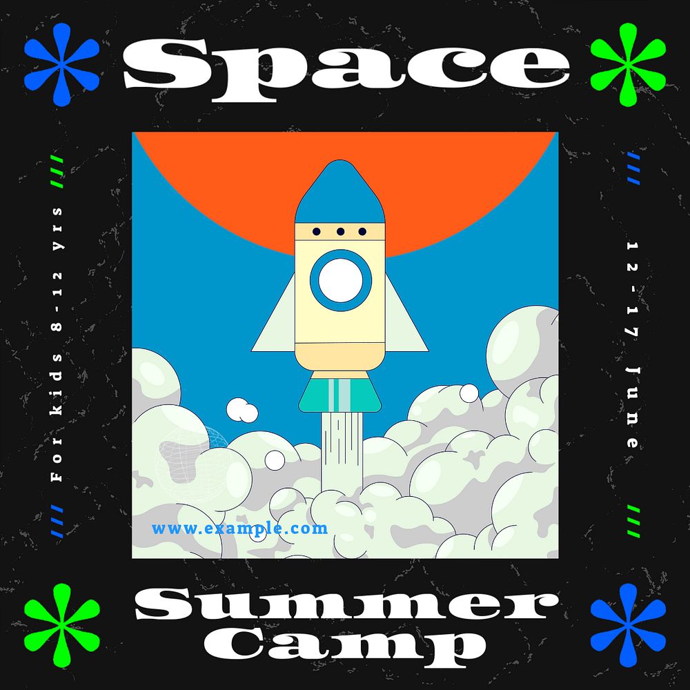 Summer camp Instagram post template, editable text