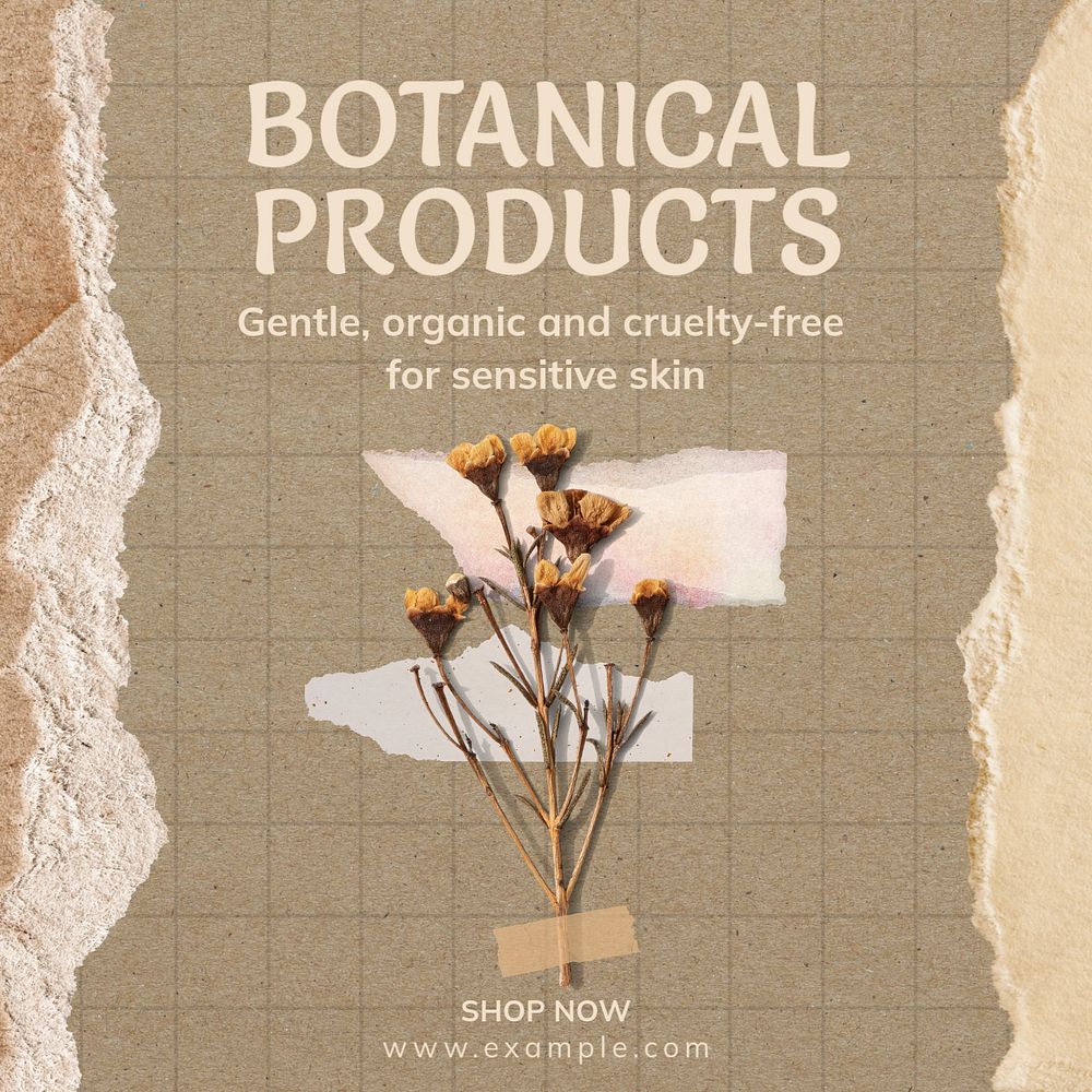 Botanical products Facebook post template, editable design