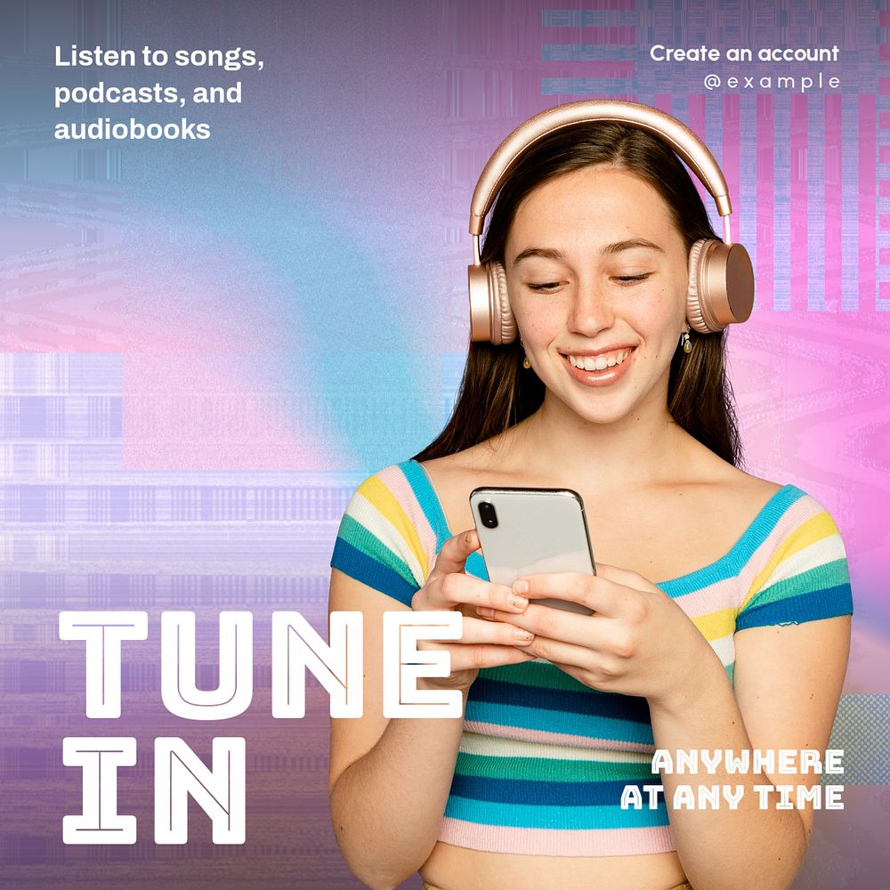 Tune in Facebook post template, editable design