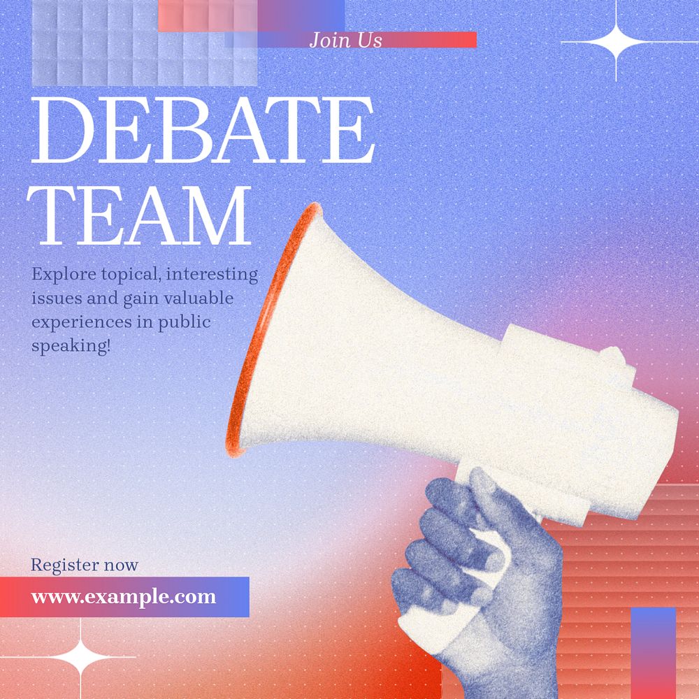 Debate team Facebook post template, editable design