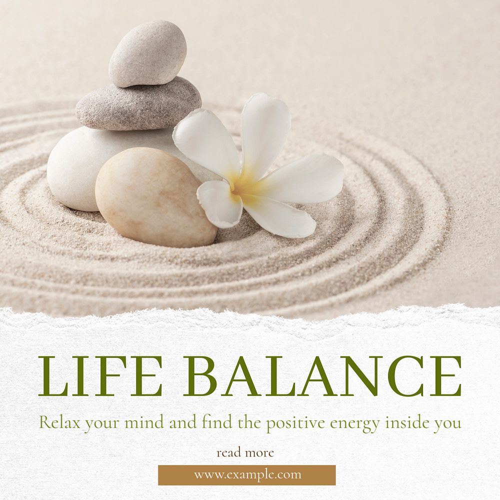 Life balance Instagram post template, editable text