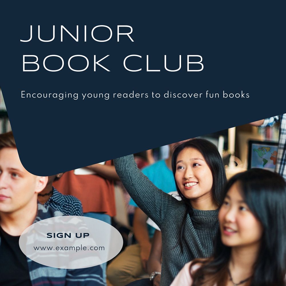 Junior book club post template, editable social media design