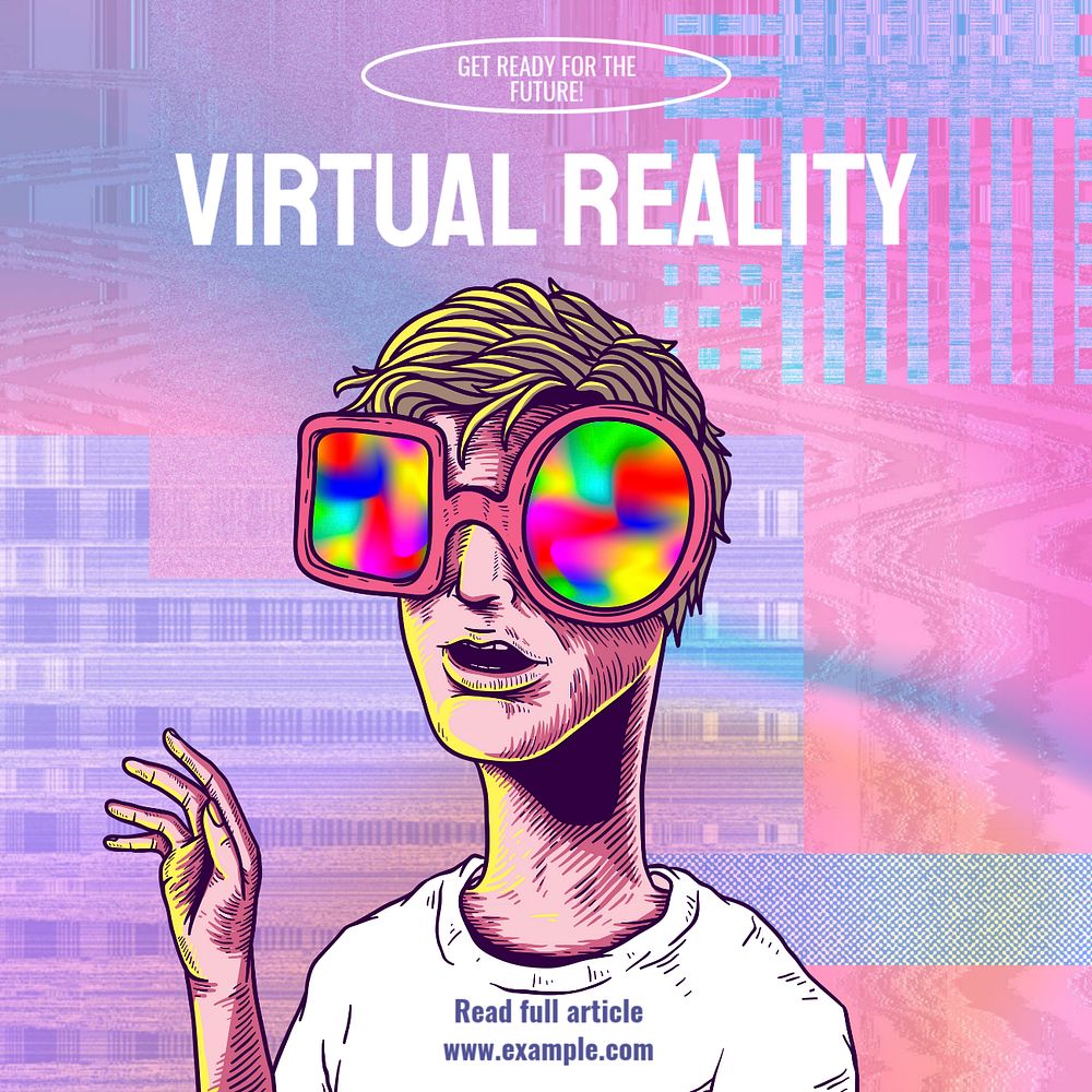 VR for workplace Instagram post template, editable text