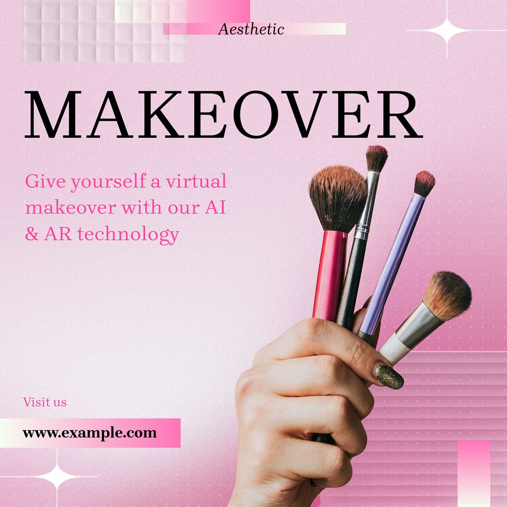 Virtual makeover ad Instagram post template, editable text