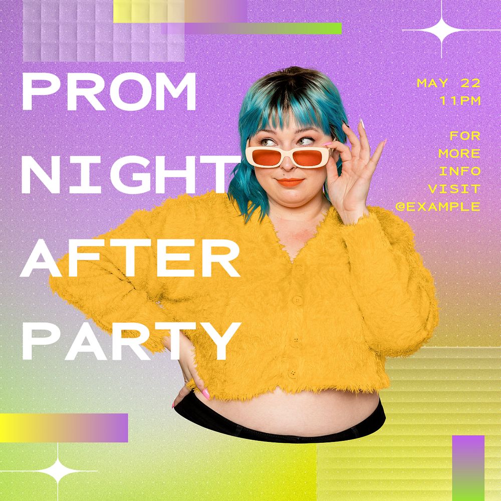 Prom night Instagram post template, editable text