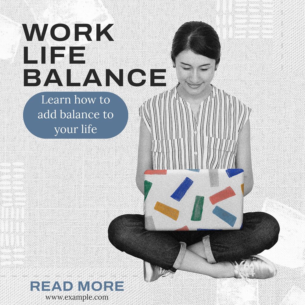 Work life balance Instagram post template, editable text