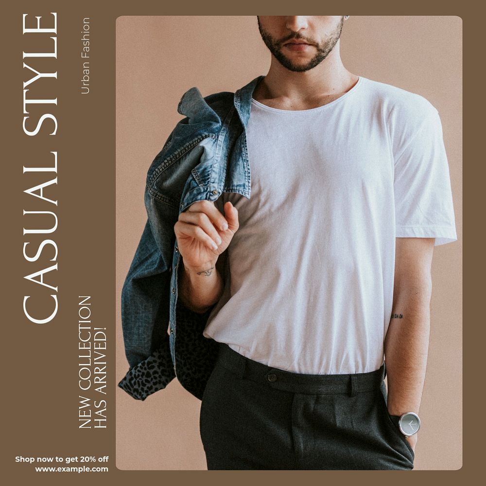 Casual fashion  Instagram post template, editable text