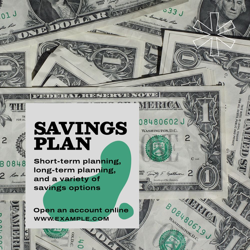 Savings account  Instagram post template, editable text