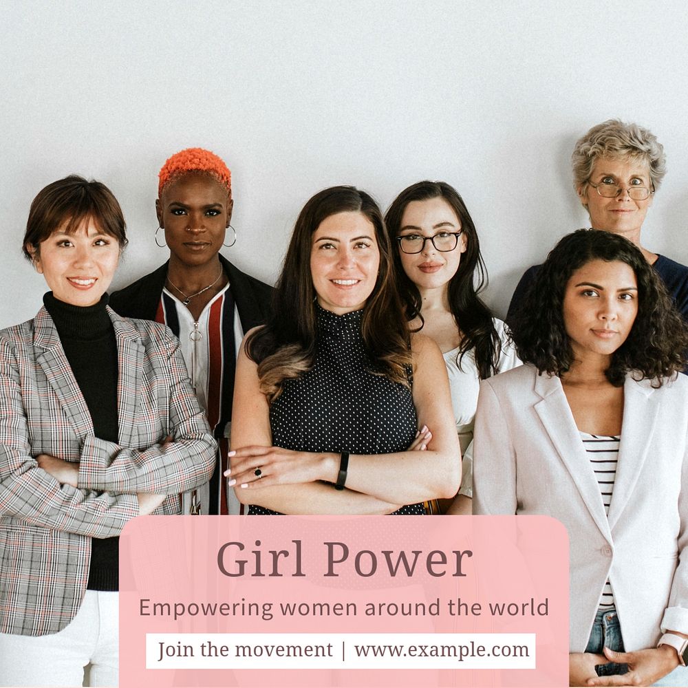 Girl power  Instagram post template, editable text