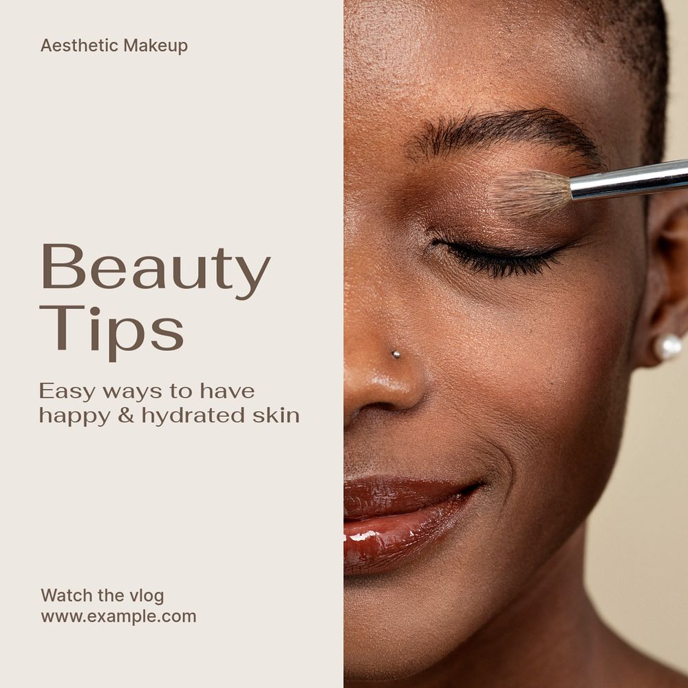 Beauty tips  Instagram post template, editable text