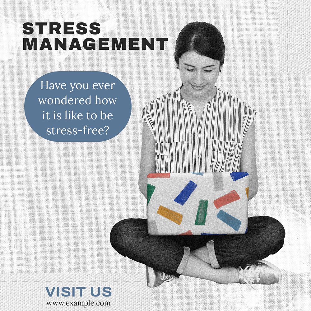 Stress management Instagram post template, editable text