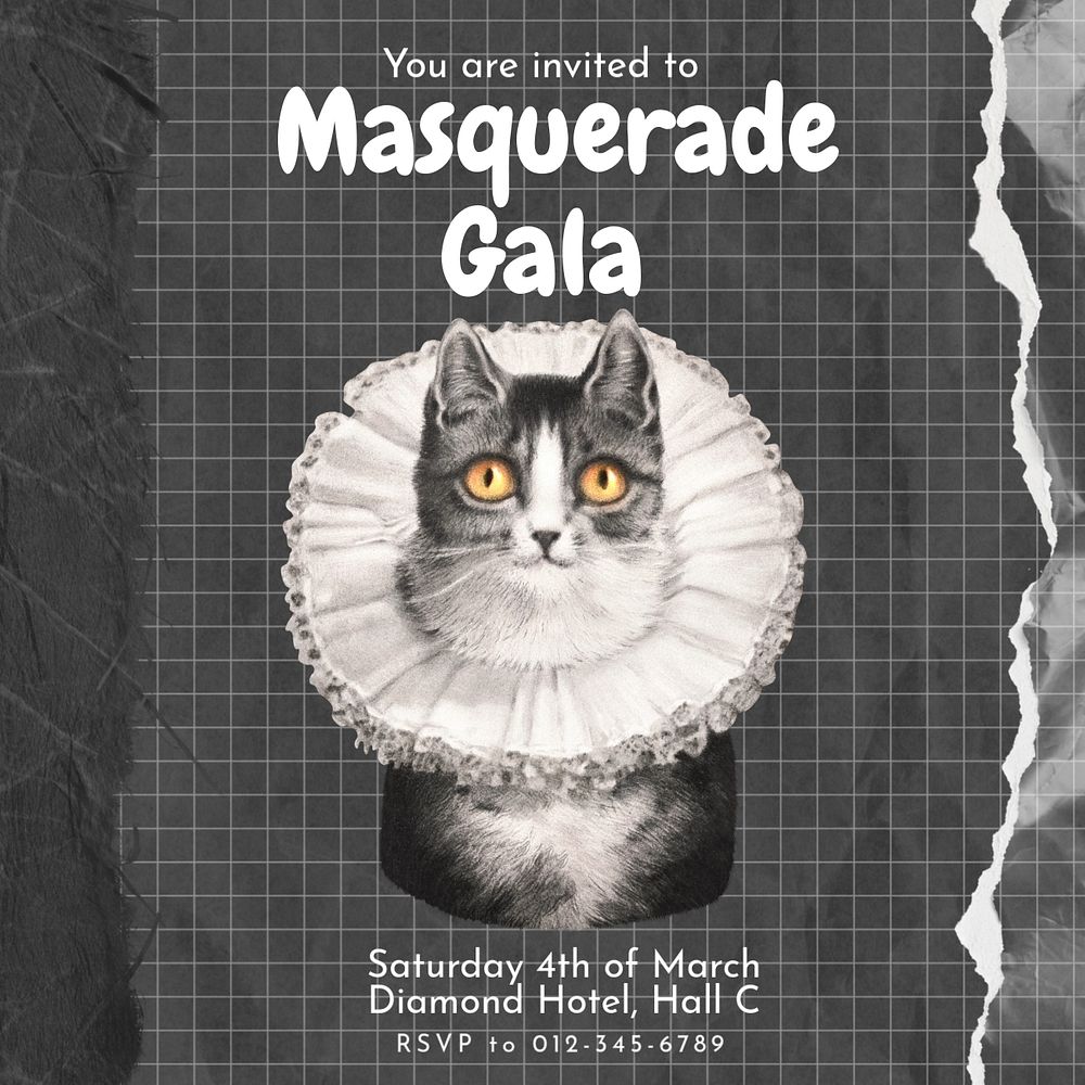 Masquerade Gala  Instagram post template, editable text