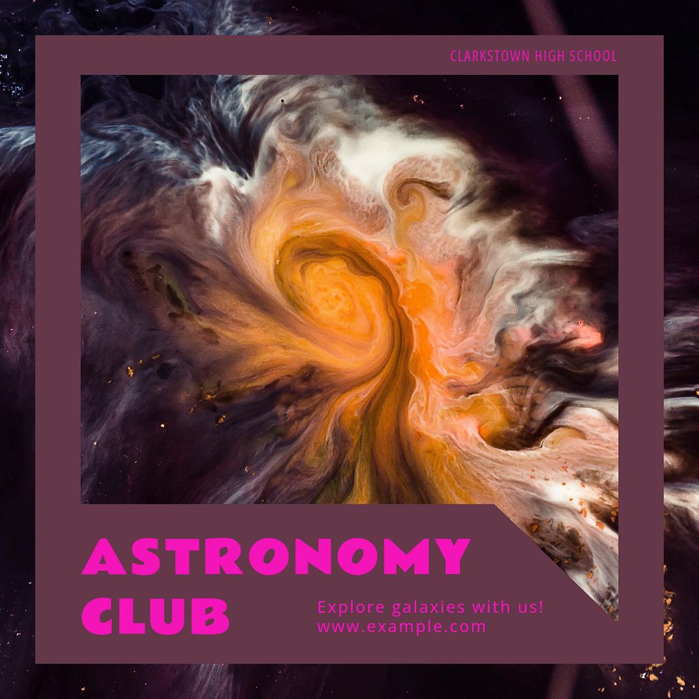 Astronomy club  Instagram post template, editable text