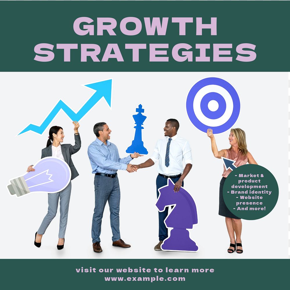 Growth strategies Instagram post template, editable text