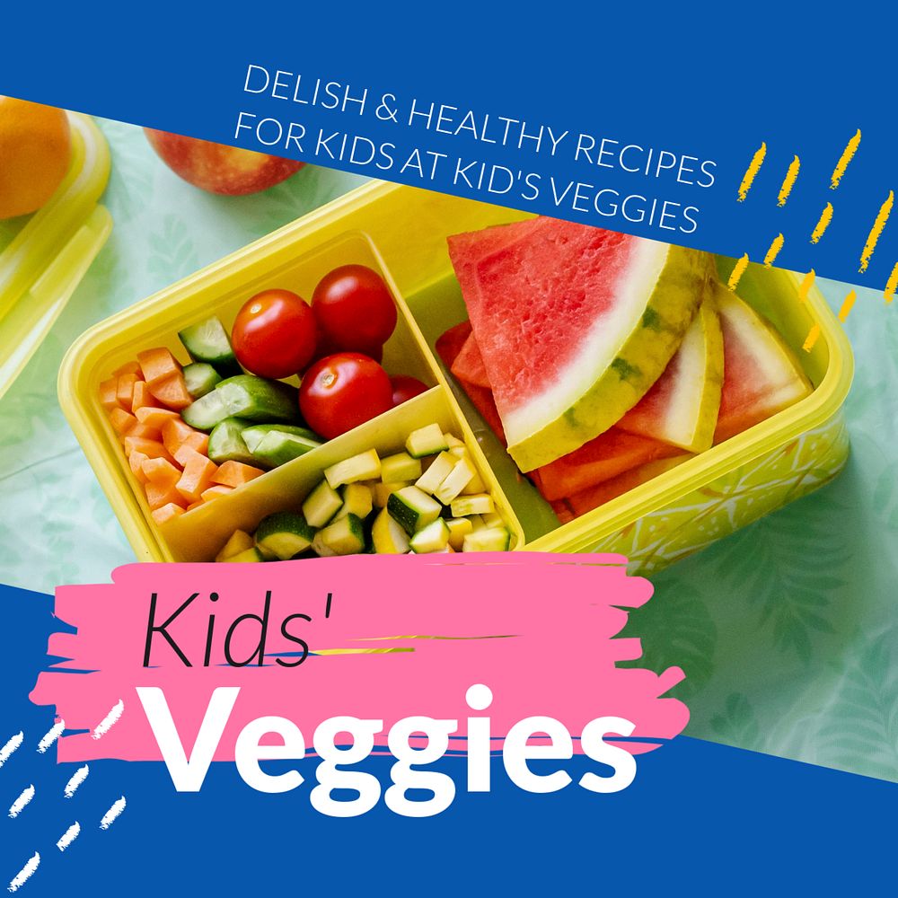 Kids' veggies Facebook post template, editable design