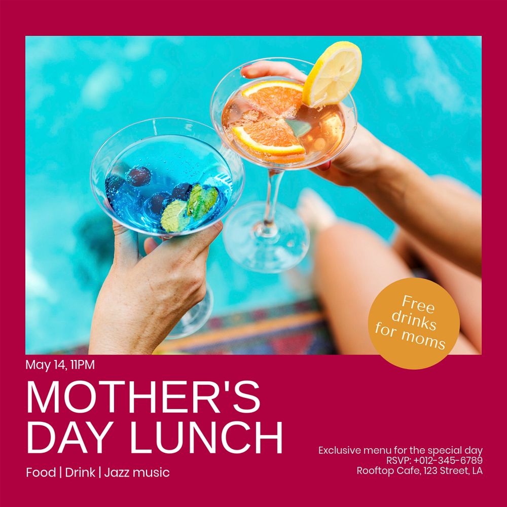 Mother's day lunch   Instagram post template, editable text