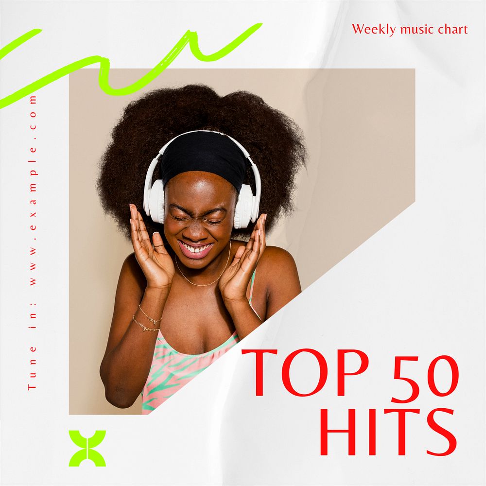 Music charts   Instagram post template, editable text