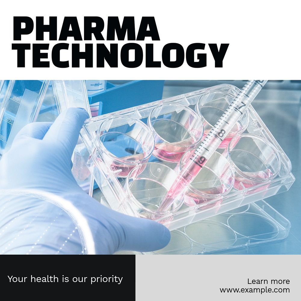 Pharma technology  Instagram post template, editable text