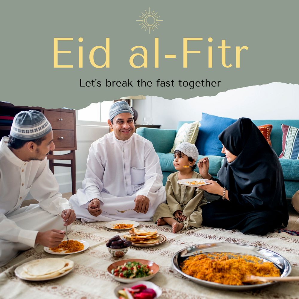 Eid al-Fitr  Instagram post template, editable text