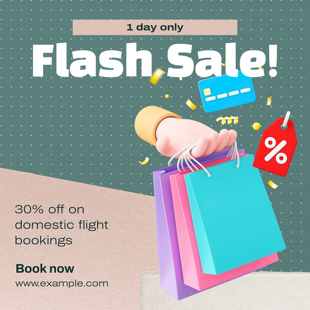 Flash sale  Instagram post template, editable text