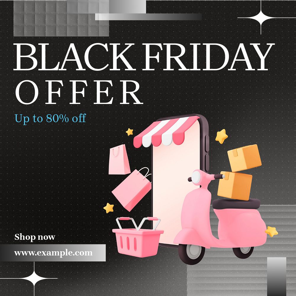 Black Friday offer Instagram post template, editable text