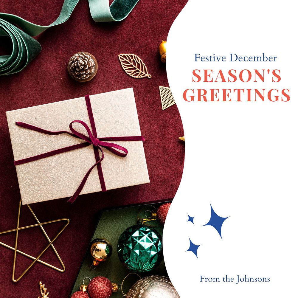 Season's Greetings  Instagram post template, editable text