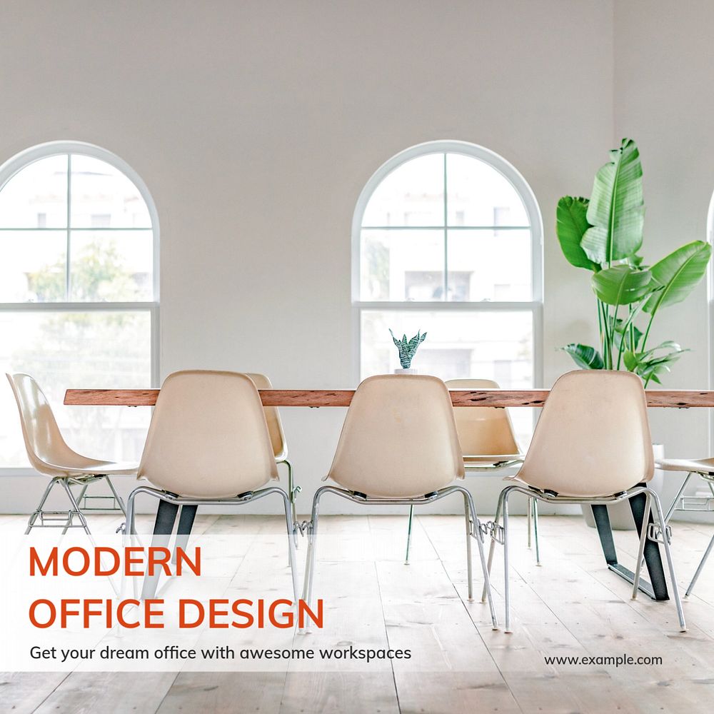 Office design  Instagram post template, editable text