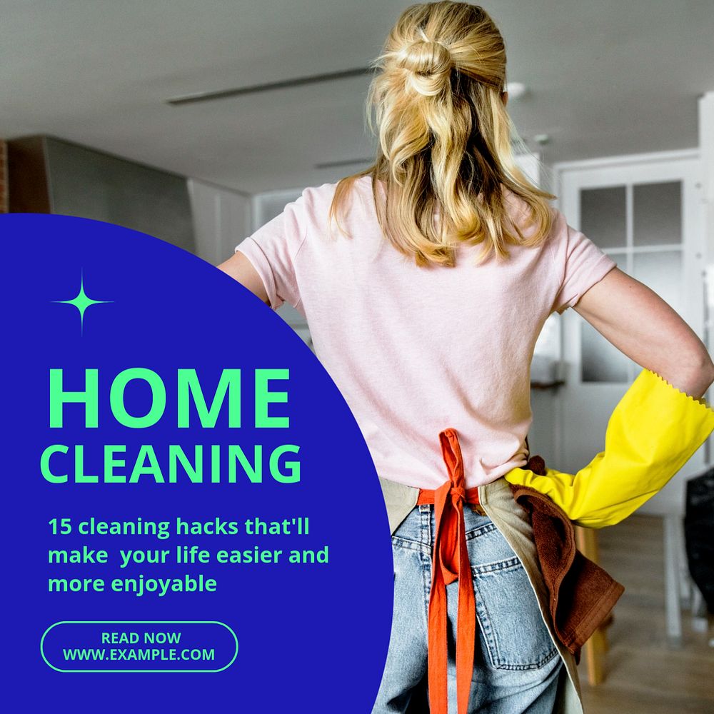 Home cleaning  Instagram post template, editable text